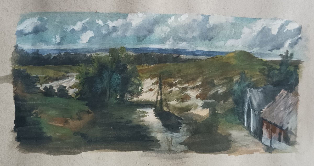 Paulus_Sculptor's tweet photo. Gouache study after landscape by Andreas Schelfhout https://t.co/7kMUBJONqF