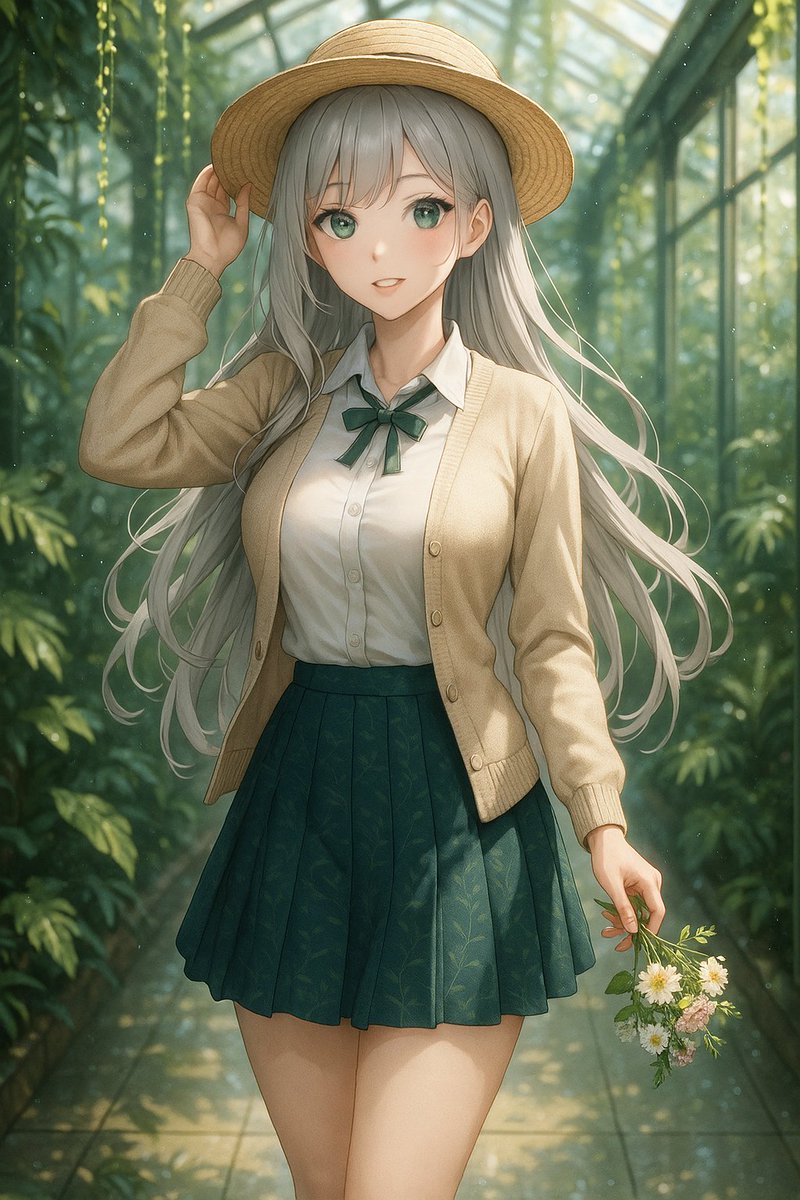nemuru_gen's tweet image. ネムルが投稿

温室の光と霧の中で帽子を外し花を抱える大人制服少女が静かに微笑む縦構図。

#gpt4o #aiart
