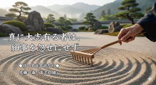 shitorihiriki11's tweet photo. ◆日々名言名話在り◆ 11/25
【佐藤一斎・言志四録】
「真に大志有る者は、克く小物を勤め、真に遠慮有る者は、細事を忽せにせず」
大きな志を持つ人ほど、一見つまらない雑用や小さな約束を大切にします。
なぜなら「大きな成果」は「小さな行動」の積み重ねでしか生まれないと知っているから。
凡事徹底。
神は細部に宿ります。
#日々名言名話在り #言志四録 #佐藤一斎 #凡事徹底 #倭文浩樹