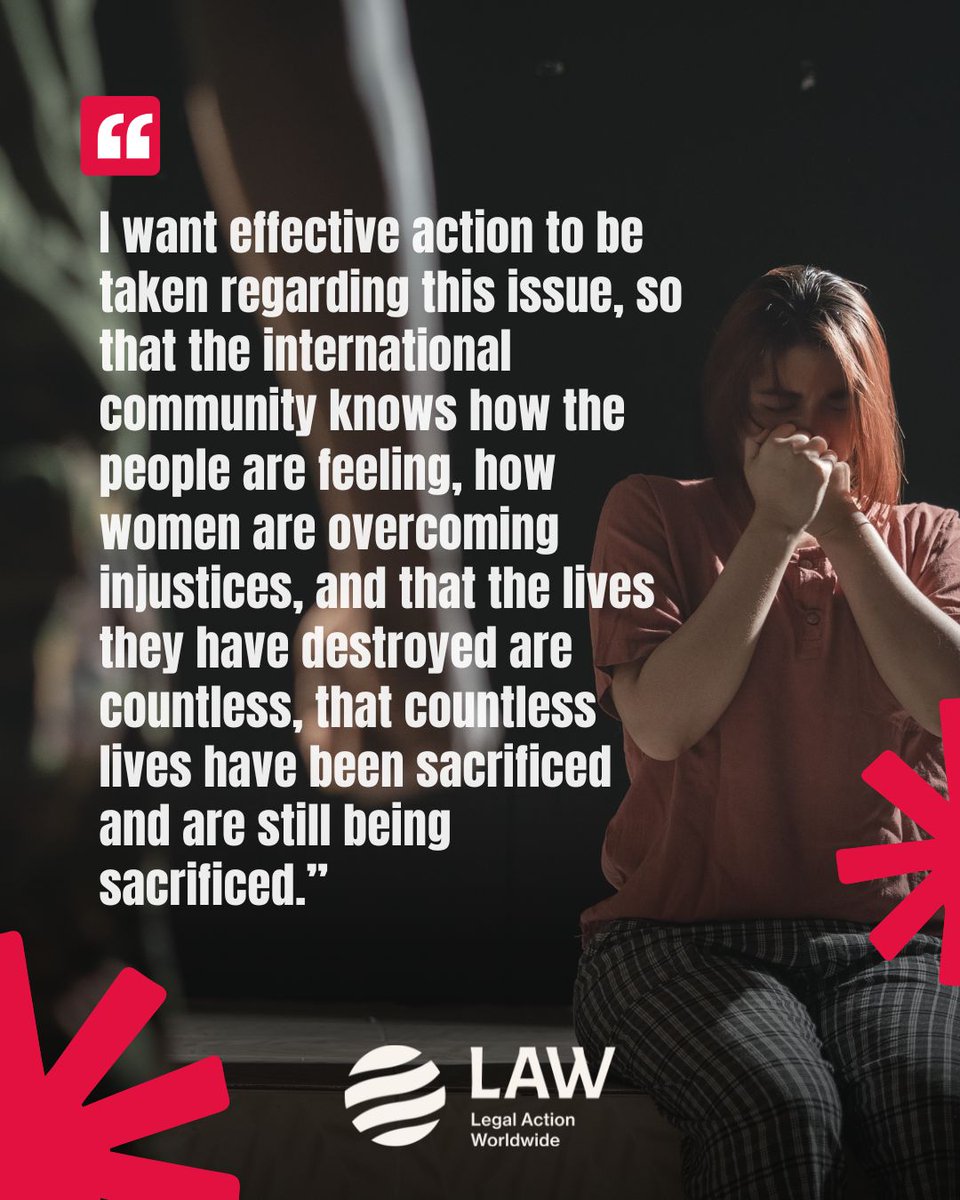 LegalActionWW's tweet photo. We stand with the #women of #Myanmar who face systematic, gendered violence since the 2021 coup. #GBV

States must start investigations under universal jurisdiction, sanction perpetrators, and refer Myanmar to the @IntlCrimCourt.

Survivors' courage must lead to justice.
#16Days https://t.co/r7FuQ2wfkf