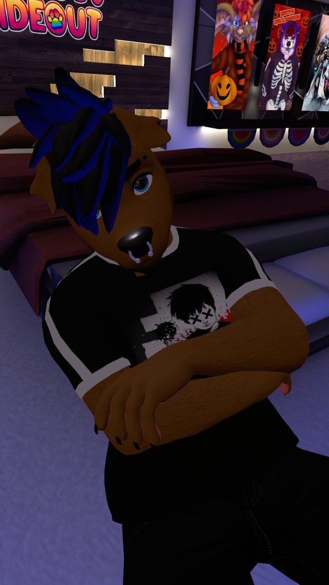 tobi_lab's tweet photo. pronouns: They/Them
height: 165cm
sexuality: Pansexual
piercings: nose, nipples ears, tongue, and sheath.
tattoos: none currently
fav drink: Root Beer
fav food: Alligator
fav animal: None
fav genre: metal, emo, posthardcore
fav sport: anything water based
fav movie: big hero 6 https://t.co/qrsjt21vWW