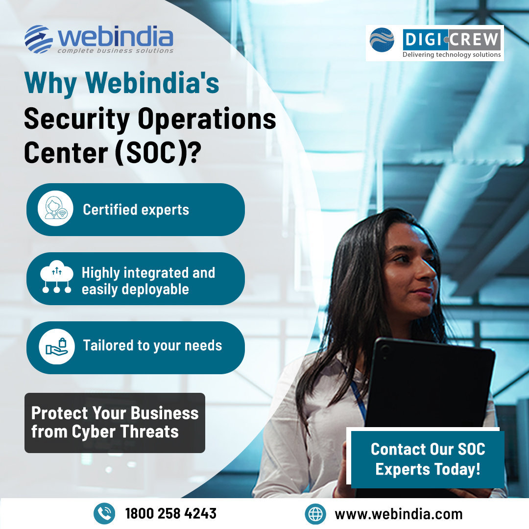 webindiaservice's tweet image. Our SOC provides comprehensive security monitoring and response, giving you peace of mind that your critical systems are always protected. Prevent, detect, and respond to threats with the best in the business.
#securityoperations #securityoperationscenter  #webindia #digicrew