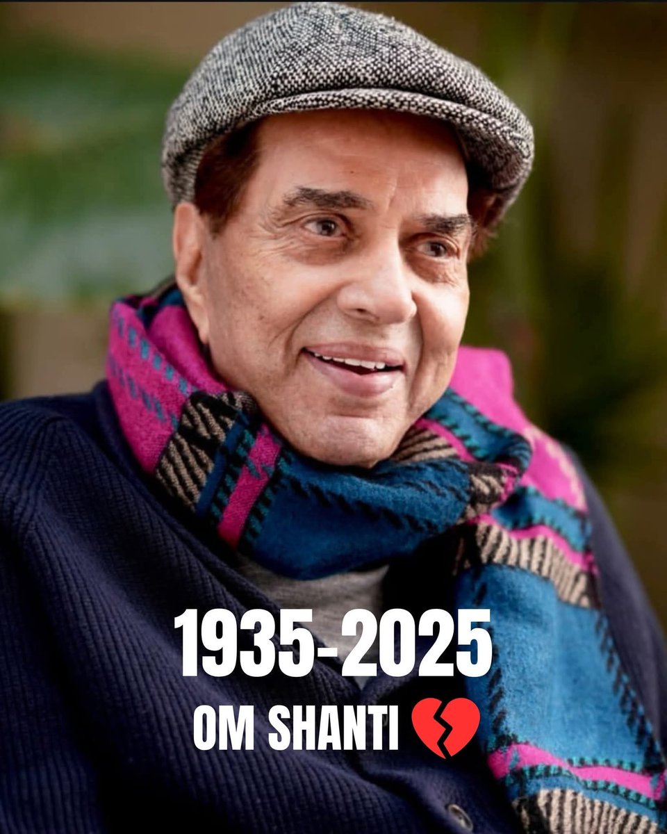 Deeply saddened to hear about the passing of legendary actor #Dharmendra Ji.
A star who touched millions of hearts and changed the face of Indian Cinema.
My heartfelt condolences to his family, friends and fans.
