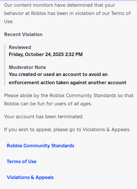 drekialfur's tweet image. Please can you have someone look at my account. I was terminated as a side , I am a main I only have 1 account. I would really like to play roblox again. Please reinstate asmedeus #robloxmoderation