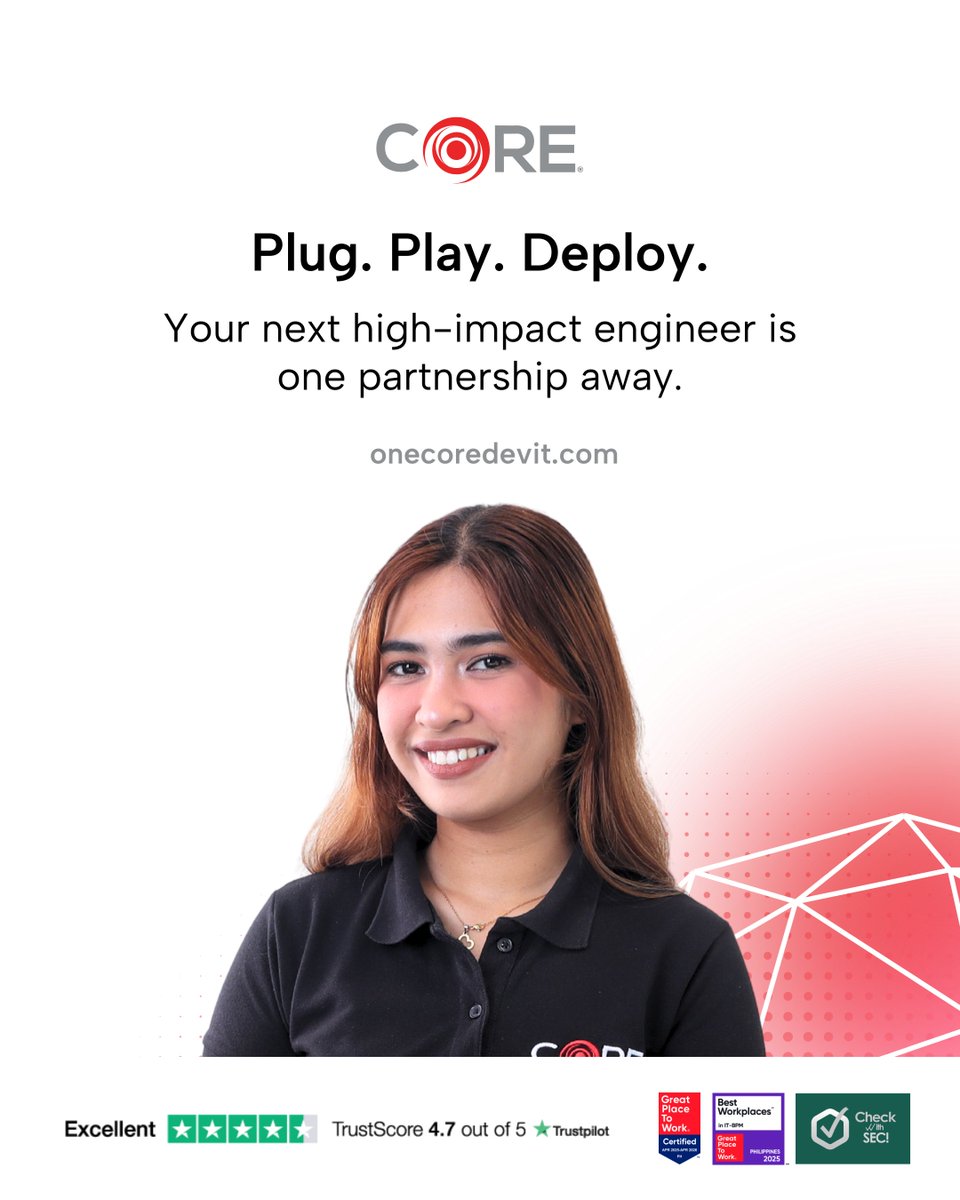 onecoredevit's tweet image. You build the vision. CORE® builds the team. Remote hiring → fast, seamless, done.

💼 onecoredevit.com | 📧 info@onecoredevit.com

#OneCoreDevIT #CORESolutions