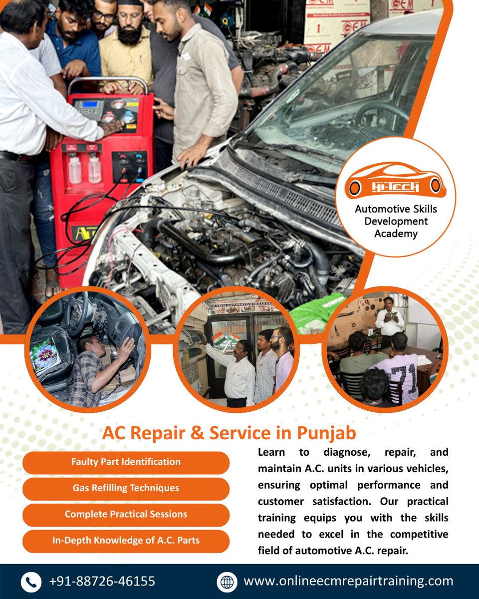 hitechasda's tweet photo. 🔧 AC Repair &amp; Service in Punjab – Gas Refilling &amp; Sensor Training

Hi-Tech Automotive Skills Development Academy 🚗

Start your journey toward becoming an A.C. specialist today! ❄️🛠️

#ACRepairTraining #HiTechAcademy #AutomotiveAC #GasRefilling #SensorTraining #AutomotiveSkills https://t.co/AOeDKt8HcE