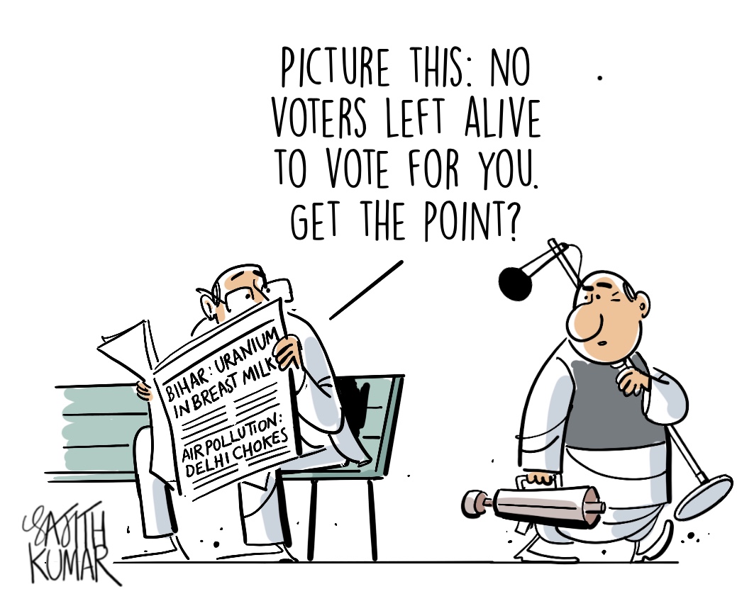 sajithkumar's tweet image. #DelhiPollution cartoon @DeccanHerald