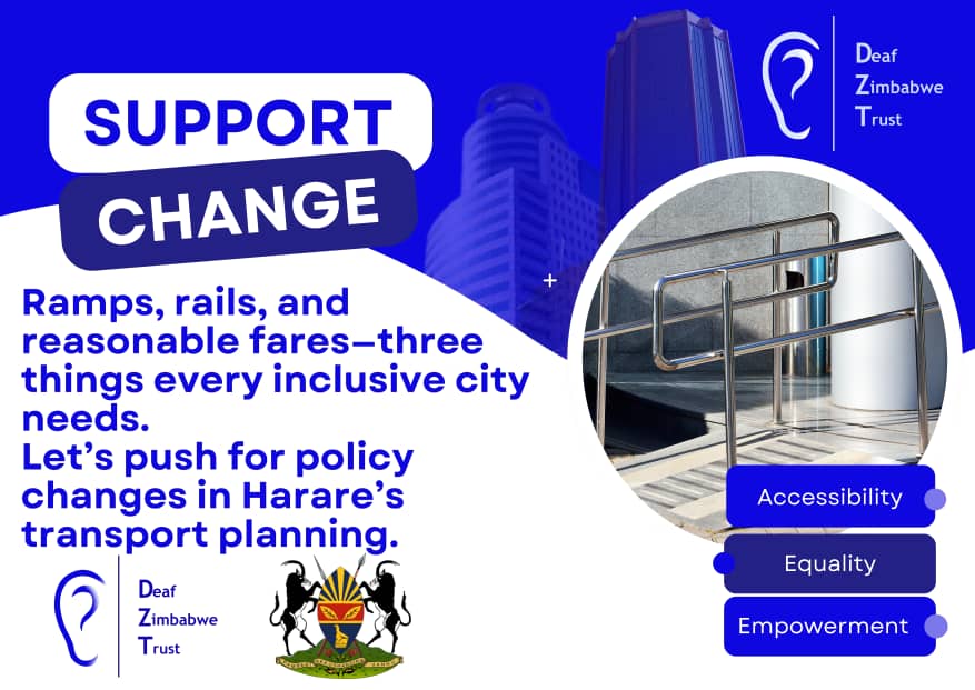 DeafZimTrust's tweet photo. SUPPORT CHANGE
All aboard! Let's make Harare's transport system a vehicle for inclusion! Ramps, rails, and reasonable fares are the keys to unlocking a city that's accessible to everyone! Let's fuel the movement for change! #InclusiveTransport #HarareForAll #AccessibilityNow https://t.co/l2kjnyCJJJ