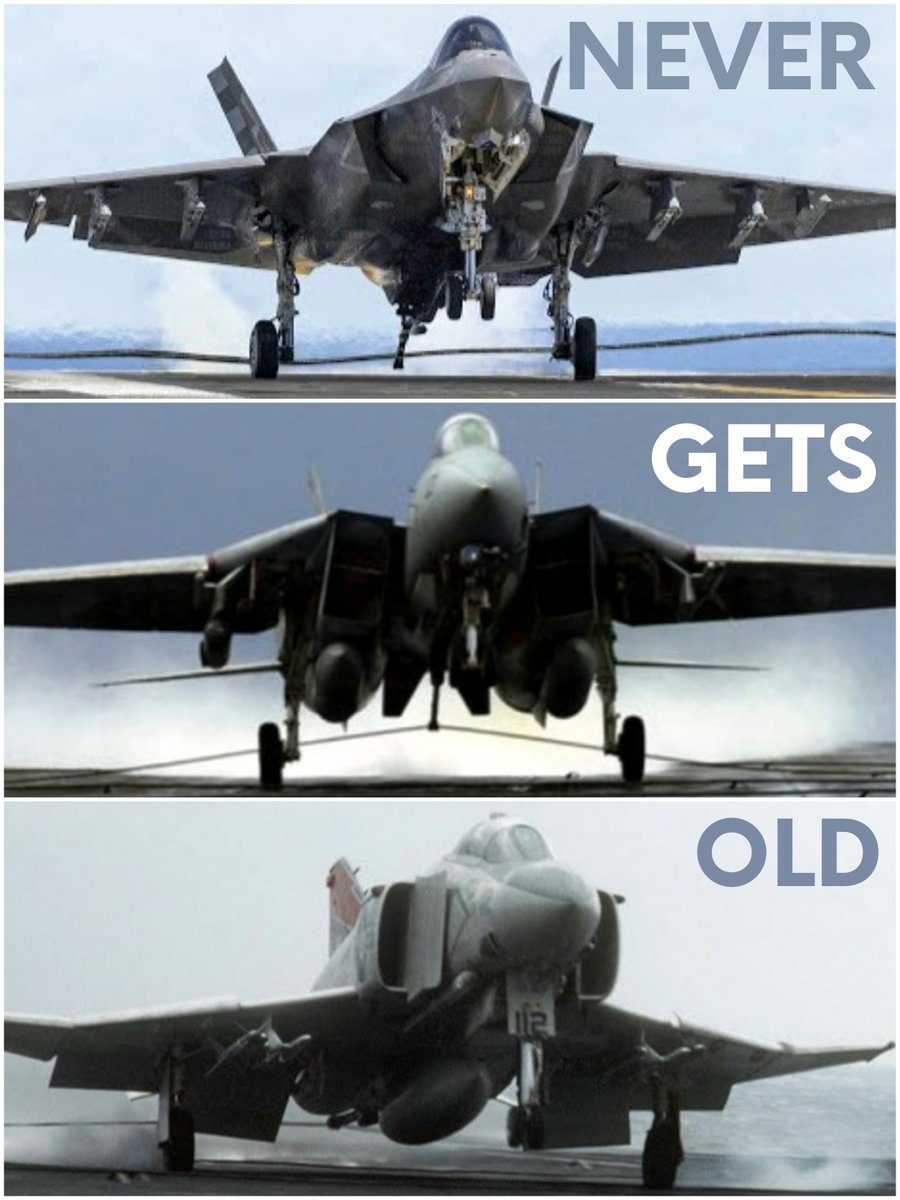 It never gets old... but if you were there when the bottom one was landing on a carrier, you might be feeling a bit vintage.