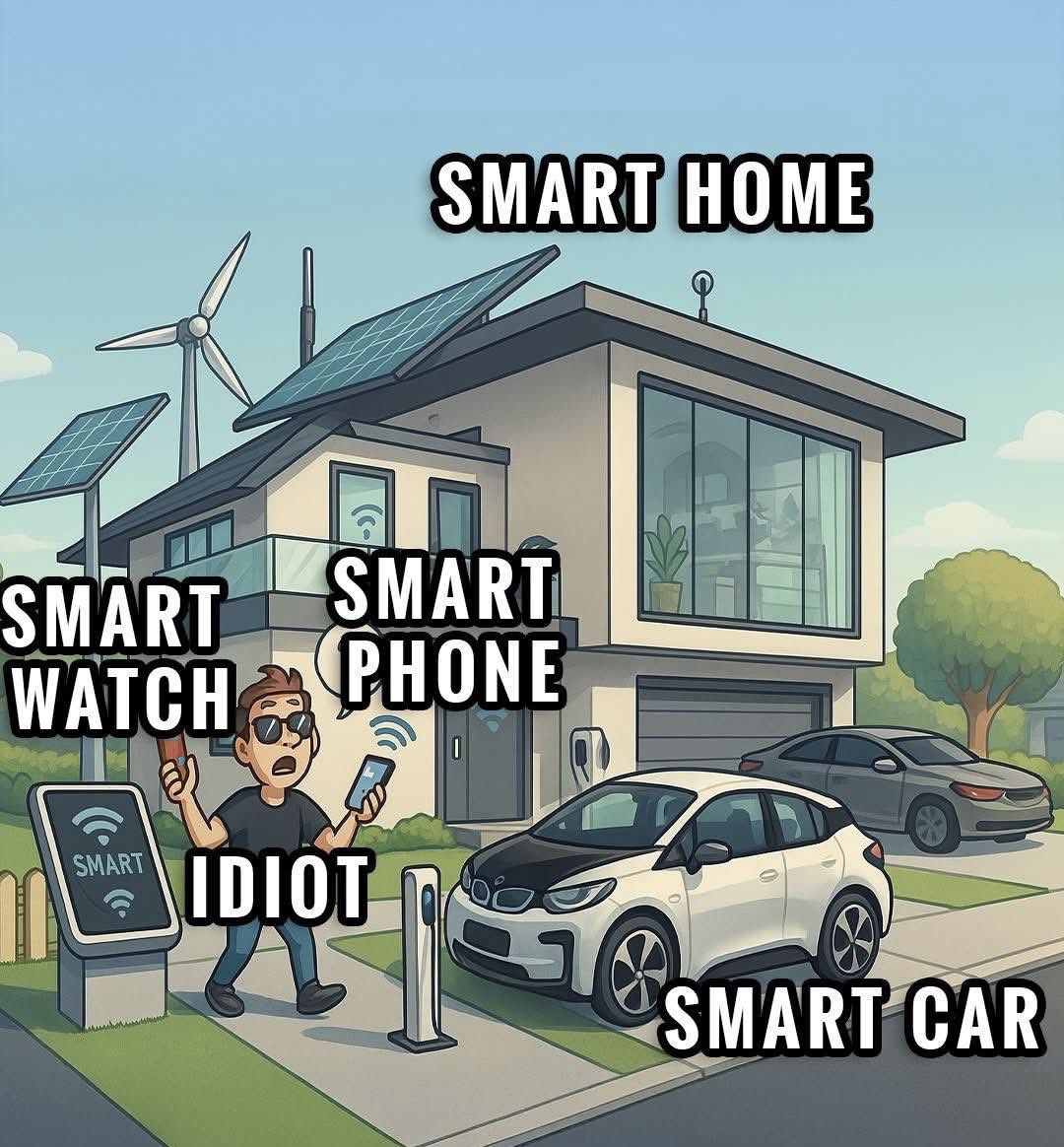 iPhilGood7's tweet image. The word &quot;SMART&quot; refers to
&quot;self-monitoring, analysis, and reporting technology.

It is a &quot;smart&quot; illusion of safety and convenience, but in reality it is about tricking the masses into accepting a system of digital control and surveillance.