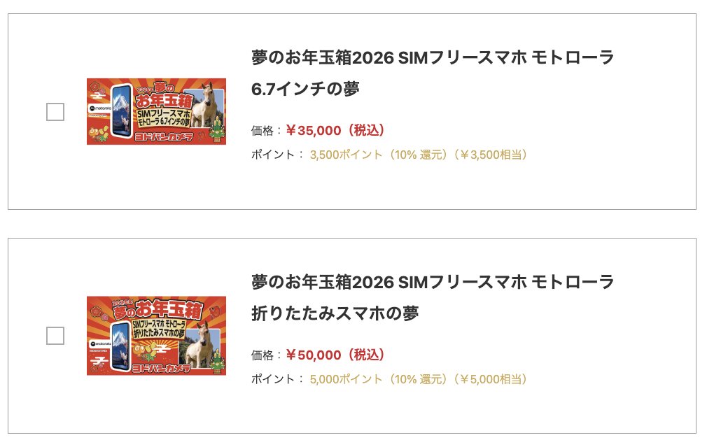 朗報】ヨドバシ福袋きたあああああ！スマホが入ったやつは全部で6つ