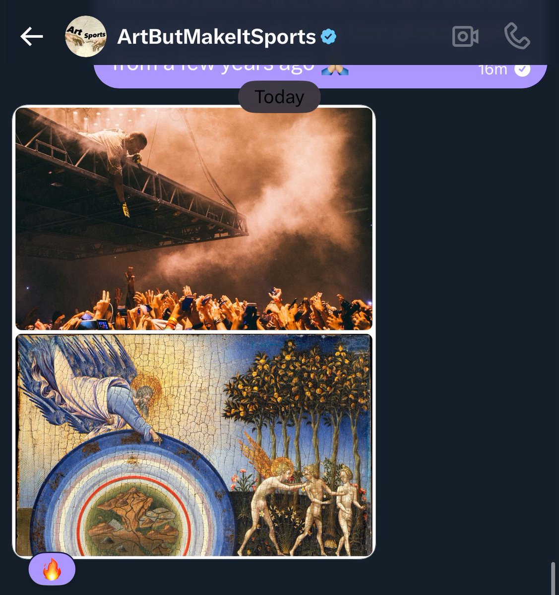 Jake Osmun (American, 1995) - Kanye West at MSG (2016) 

Giovanni di Paolo (Giovanni di Paolo di Grazia) (Italian, Udine 1487–1564 Rome) - The Creation of the World and the Expulsion from Paradise