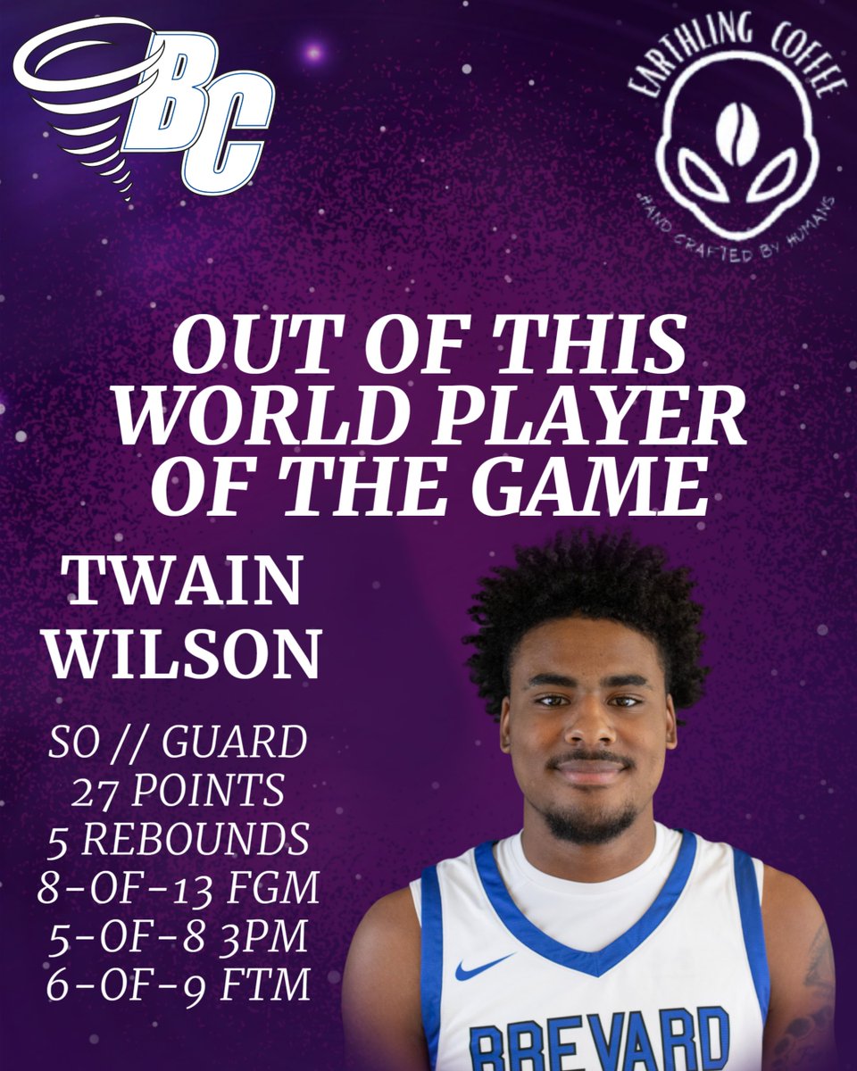 BCTornados's tweet image. Men&apos;s Basketball: Tonight&apos;s Earthling Coffee “Out of this World” Player of the Game for BC MBB goes to sophomore guard Twain Wilson!

27 points
5 rebounds
8-of-13 field goals made
5-of-8 3-pointers made
6-of-9 free throws made

#NadoNation #d3hoops #d3mbb