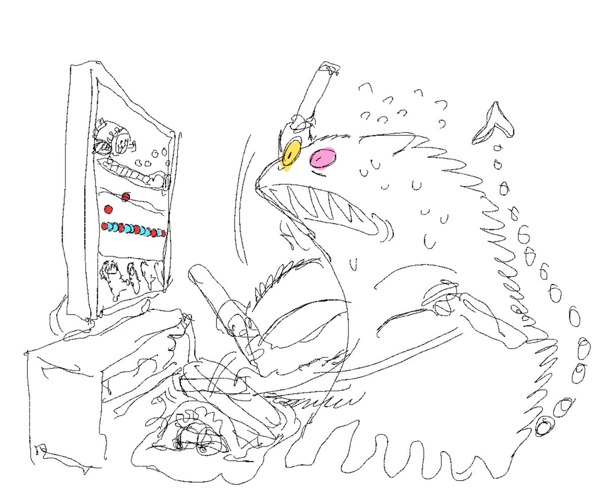 Friend playing taiko no tatsujin