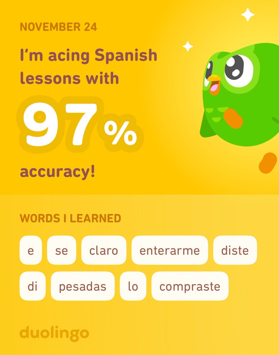 I’m learning Spanish on Duolingo! It’s free, fun, and effective.