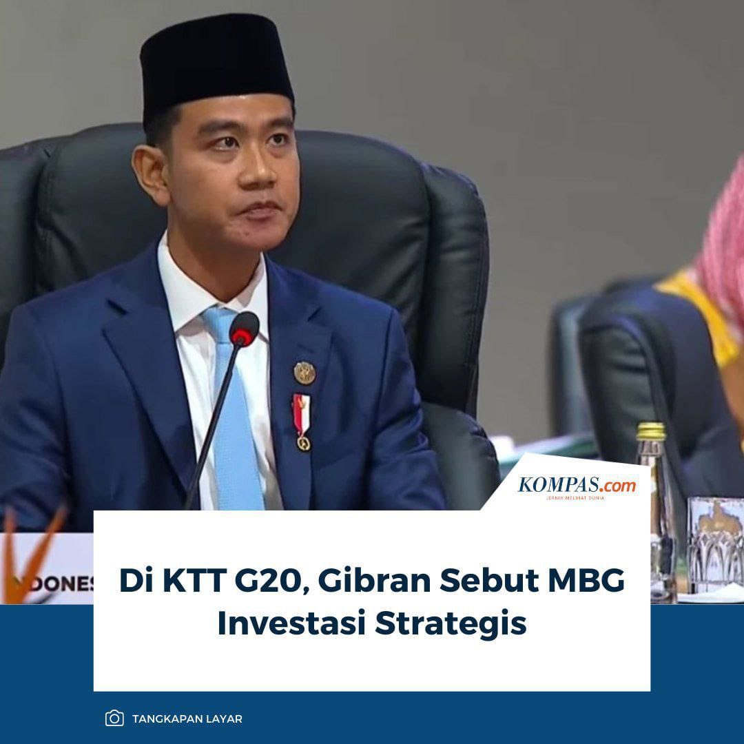 dnjava's tweet image. Di KTT G20 Wapres Gibran menegaskan Program Makan Bergizi Gratis adalah investasi strategis untuk memperkuat kualitas SDM dan ketahanan bangsa di masa depan. Beliau menyebut program ini sebagai pondasi penting untuk membangun generasi yg lebih sehat dan produktif.