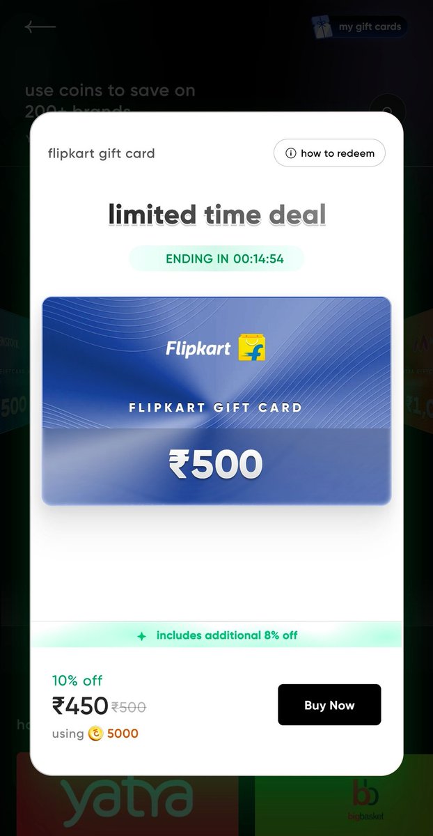 UltimateDeall's tweet photo. Buy ₹500 Flipkart Gift Voucher @ 450 (10% Discount) on Cred App +using SBI Cashback credit card 5% Extra 

Open cred< rewards< gift cards.

✅ Ensure merchant name shows DREAMPLUG to get 5% cashback

App Link  https://t.co/EH34cO7cKJ

#Cred #Fpkart
#ccgeek
#creditcard #ccgeeks https://t.co/XvZwigYhwj