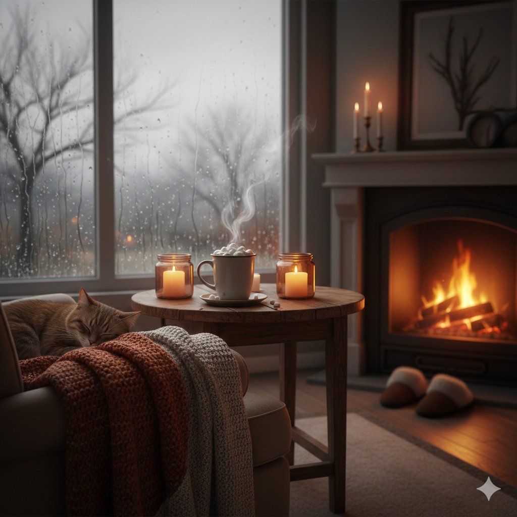 it_o_en_llc's tweet image. 連休明けですが、天気悪いし、寒いし…

雨まで降ってきて、気分も下がり気味〜😭

体も心も暖かくして
今週も一緒に頑張っていきましょう！

nanobananaで画像を作成してみました
#企業公式相互フォロー祭り
#企業公式秋のフォロー祭り
#企業公式冬のフォロー祭り