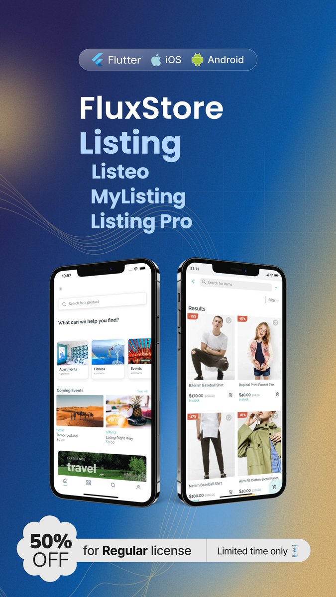 InspireUI's tweet image. Create Native iOS &amp;amp; Android Apps for your ListingPro, Listeo, MyListing website for just $39 💥 Save 50%
1.envato.market/7qoVO

✅ Full Flutter source code
✅ Free lifetime upgrades

Convert your #WooCommerce and other websites to Native apps codecanyon.net/search/fluxsto…

#webtoapp