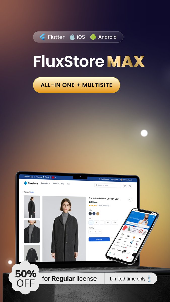 InspireUI's tweet image. Create Native iOS &amp;amp; Android Apps for your ListingPro, Listeo, MyListing website for just $39 💥 Save 50%
1.envato.market/7qoVO

✅ Full Flutter source code
✅ Free lifetime upgrades

Convert your #WooCommerce and other websites to Native apps codecanyon.net/search/fluxsto…

#webtoapp