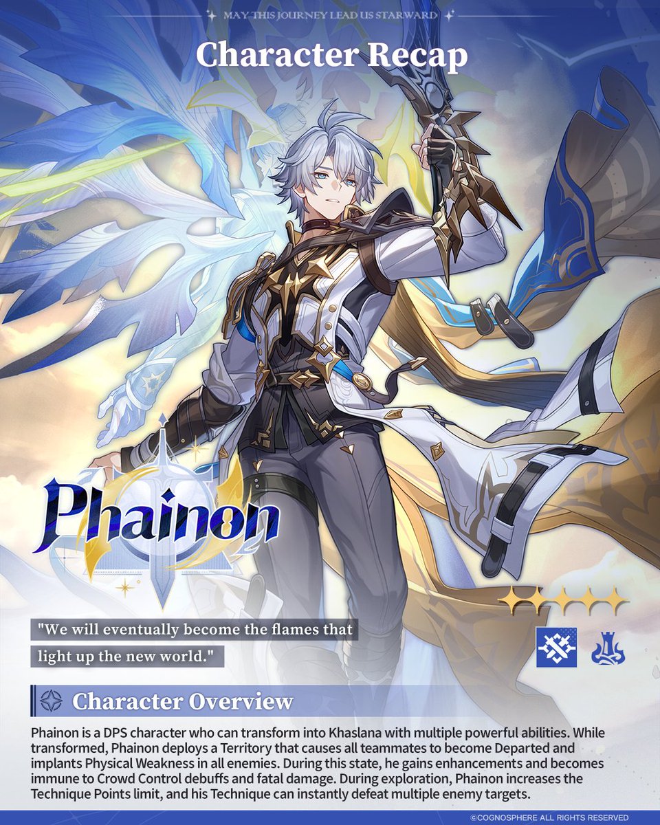 honkaistarrail's tweet image. Character Review

Hey there, Trailblazers~ Phainon (Destruction: Physical), Cipher (Nihility: Quantum), and Mydei (Destruction: Imaginary) are about to make their return! Come take a look!
Learn More: hoyo.link/fJyb9Sy0p

#HonkaiStarRail