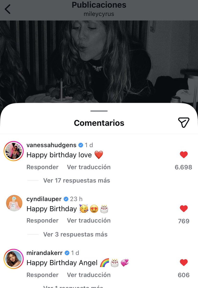 Vanessa Hudgens , Cyndi Lauper &amp; Miranda Kerr felicitaron a Miley por su cumpleaños 🥹🥹
