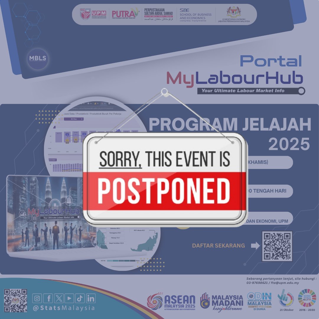 UPMLibrary's tweet image. 📢 MAKLUMAN PENTING: 

‼️ PROGRAM INI DITANGGUHKAN DAN AKAN DIMAKLUMKAN SEMULA TARIKH YANG BAHARU ‼️

TERIMA KASIH.

#UPMKnowledgeHub
#PSASKnowledgeHub
#DiscoverPSAS
#UPMLibrary
#UniversitiPutraMalaysia
#UPM