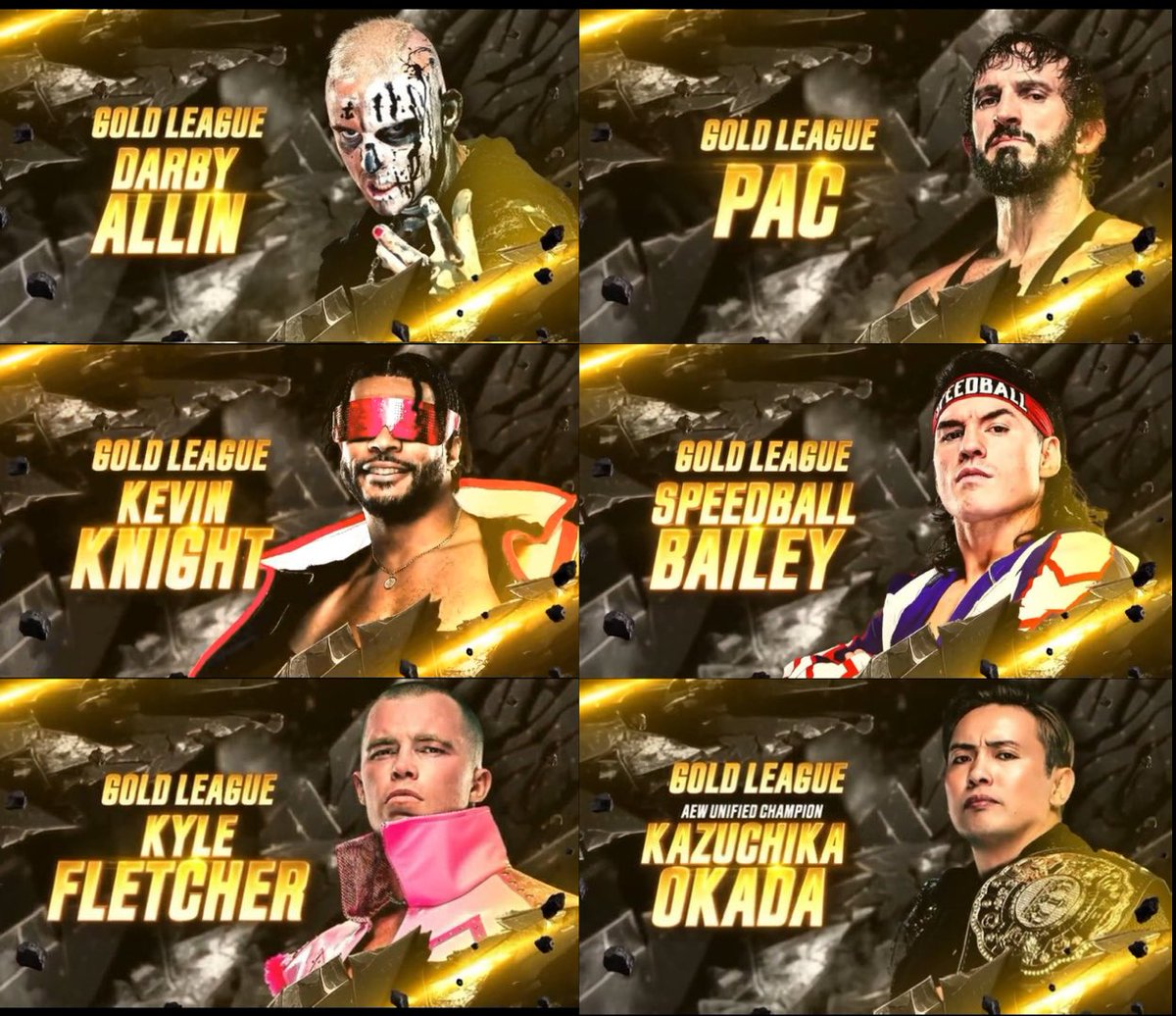 WrestlePurists's tweet image. 🚨 2025 CONTINENTAL CLASSIC PARTICIPANTS 

BLUE LEAGUE 🔵
• Konosuke Takeshita
• Jon Moxley
• Claudio Castagnoli 
• Orange Cassidy
• Roderick Strong
• Mascara Dorada

GOLD LEAGUE ⭐️
• Darby Allin
• PAC
• Kevin Knight
• Speedball Mike Bailey
• Kyle Fletcher
• Kazuchika…