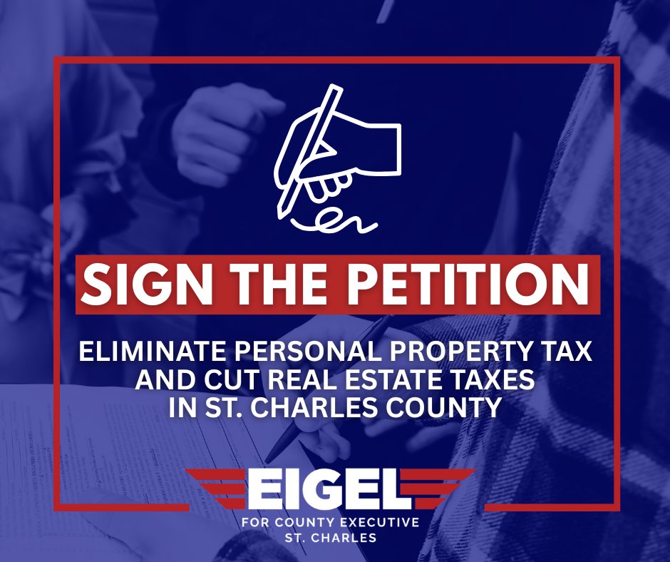 BillEigel's tweet image. You might have heard – as St. Charles County Executive, I am going to eliminate personal property taxes and cut real estate taxes.

My three part plan is this:
STEP 1: Pass a County Charter Amendment that authorizes the county to use excess funds and government efficiency savings…