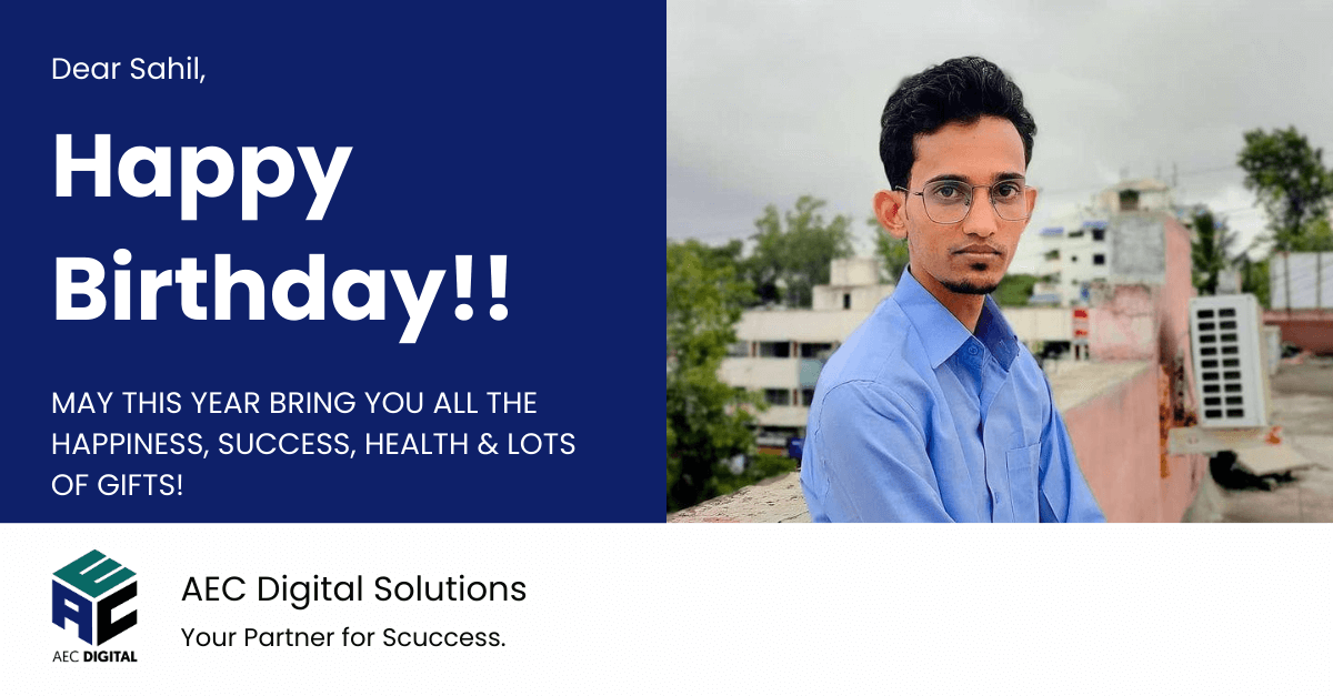 AEC_Digital_Sol's tweet photo. 🎉 Happy Birthday, Sahil! 📷Your dedication and talent inspire us every day. Wishing you a year full of success, health, and happiness! 📷#TeamAEC #EmployeeAppreciation #BirthdayCelebration #AECDigitalSolutions https://t.co/zImdHG3eC4