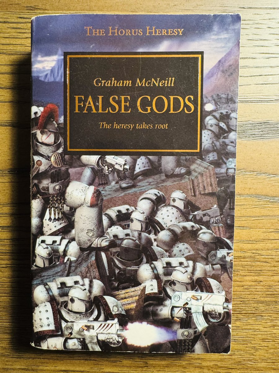 I don’t think I’ve read through a book as quickly as I did Horus Rising! It was perfection and so I figured I’d keep the ball rolling and start False Gods by <a href="/GrahamMcNeill/">Graham McNeill</a> tonight! What a stellar start to The Horus Heresy and the journey of Garviel Loken! #warhammer40k