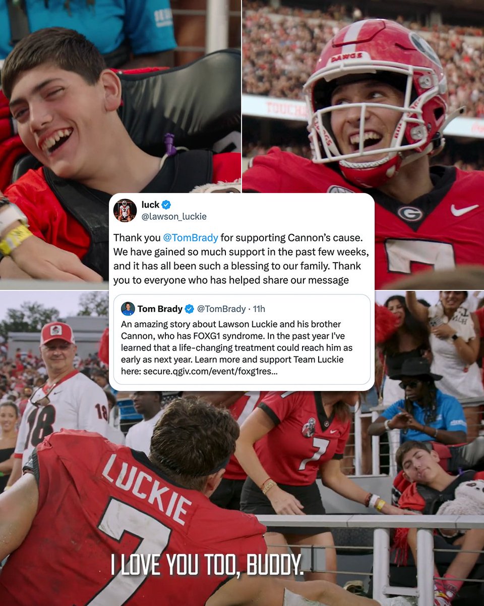 Tom Brady posts in support of Lawson Luckie and his brother Cannon ❤️