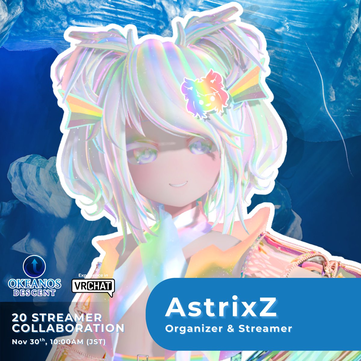 ⚓️ Voyage Exclusive ⛵️
The staff at <a href="/descent14071/">OKEANOS DESCENT</a> have allowed <a href="/Haru_Haro_JP/">Haru_Haro🎀🎹Japanglish Vtuber</a> <a href="/Pakichi17th/">ぱきち🥒こじプロ(個人配信者支援プロジェクト)代表🎥配信8年目</a> @sakurasakusaku3806 &amp; I organize this special broadcasted event! 

Together, 20 Streamers will showcase the wonder of the world below on streaming platforms! 🌊

#okeanosdescent #vrchat