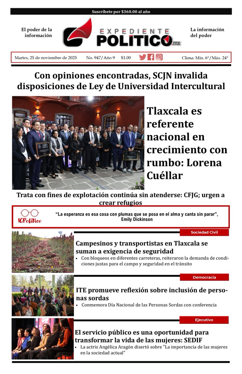 IQpoliticoMx's tweet photo. #BuenosDías #Tlaxcala | Disfruta de este martes, aquí te mantenemos al tanto de lo que ocurre en el estado.
SUSCRÍBETE https://t.co/dRejUYia0a