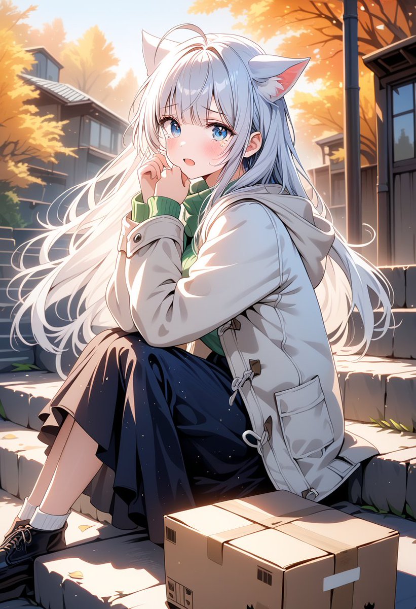 イラストオーダー✩﻿ここページ お腹空いたニャ…… #うちの子 #ブラックサーシャ #DaysAI #AIイラスト︎