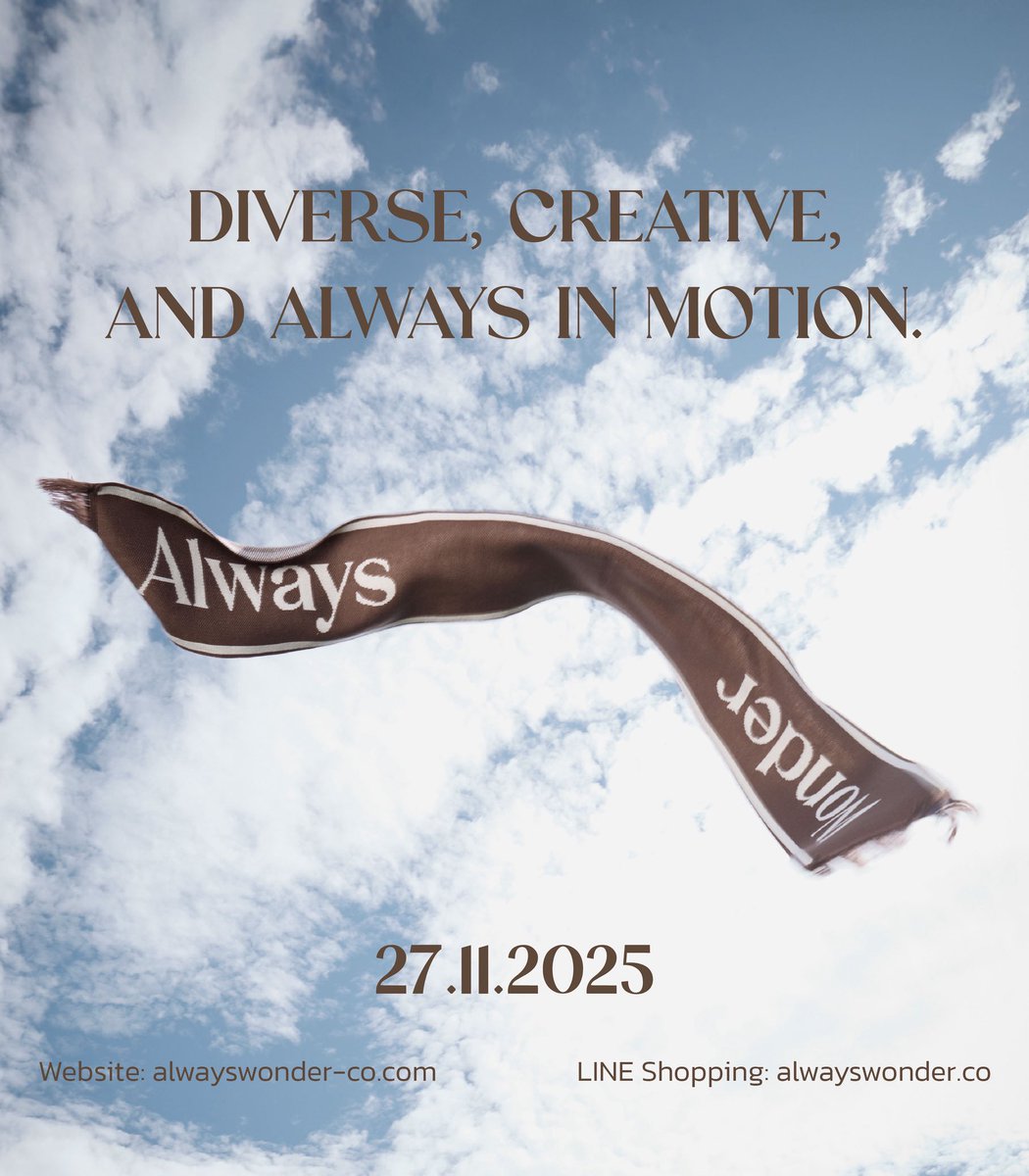 AlwayswonderCo's tweet image. Game on. Meet the AW Motion Cheer Scarf, your new sideline essential! ⚽️🧣

The ‘In Motion’ Collection launches Nov 27, 2025, at 12:00 PM (GMT+7) via:
🌐 Website: alwayswonder-co.com
🔗 LINE Shopping: shop.line.me/@alwayswonder.… 

#AlwaysInMotion #AlwaysWonder