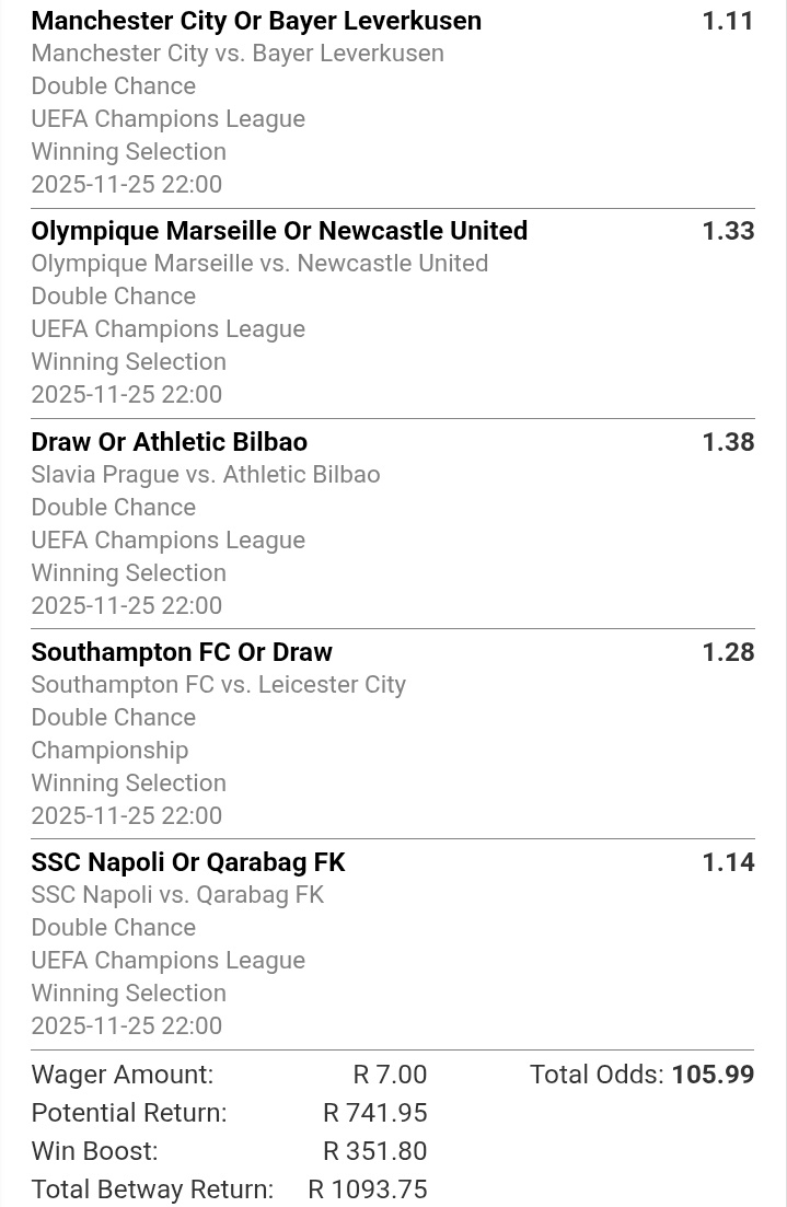 Code: BW23940380
Strictly Double Chance
#BetwayCodes