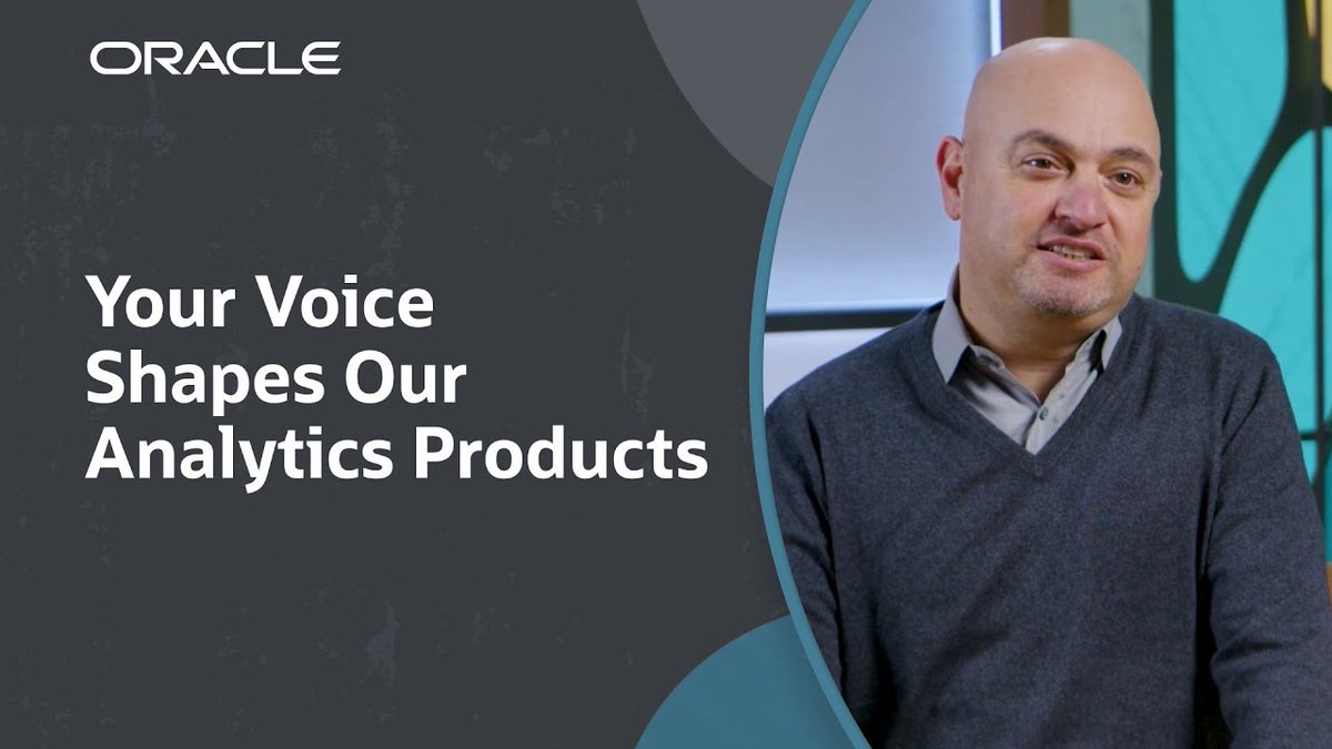 OracleAnalytics's tweet image. Did you know that your feedback is crucial in shaping the future of Oracle Analytics products? 
Hear from Gabby Rubin, Oracle Group Vice President of Product Management, as he encourages all #OracleAnalytics users to share their product enhancement ideas in the #IdeaLab:…