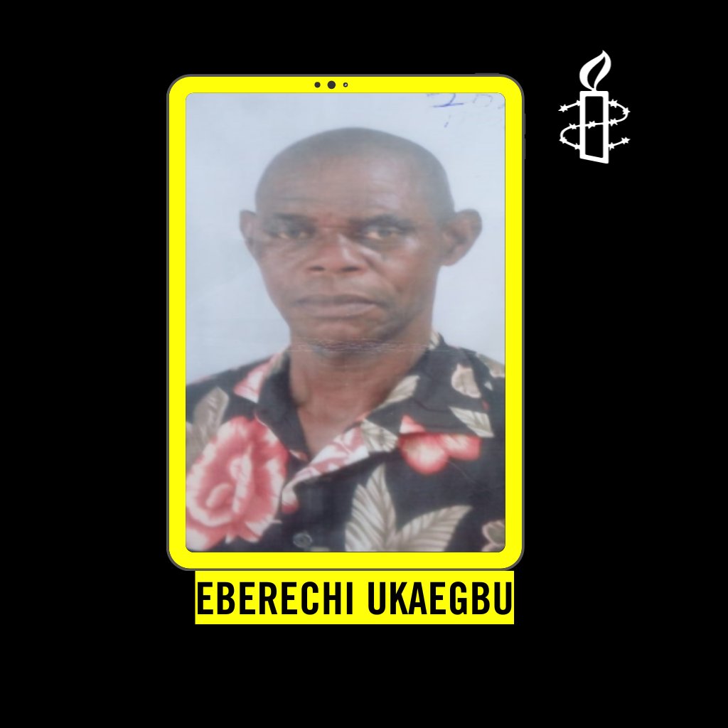 AmnestyNigeria's tweet photo. Eberechi Ukaegbu: Abducted by ‘Security’ Personnel Eberechi Ukaegbu was abducted from his residence in Alaukwu-Umuoma in Obingwa LGA of Abia state in March 2021, at about 1:30 am by armed security agents over alleged membership of IPOB. He was about 50 years at the time of his abduction. His 38-year-old sister narrated the harrowing experience to Amnesty International: “They [security agents] came at night at about 1:30am, well-armed with AK47s, shouting: “Open the gate!” We were so frightened. No one could go and open the gate. They forcefully broke into the compound and took my brother. We have been to many places to search for him, we have gone to Aba in Abia state. We have gone to several police stations. They said they have no record of him. We have also been to the DSS office, and they said they have no record of such a person in their custody. My brother is married with 5 children. His wife and children are still in his residence. His family has been highly affected by void created by his abduction.”

Sign the petition now and demand his whereabouts:
https://t.co/12asv03JZo   

#JusticeforSouthEastNG