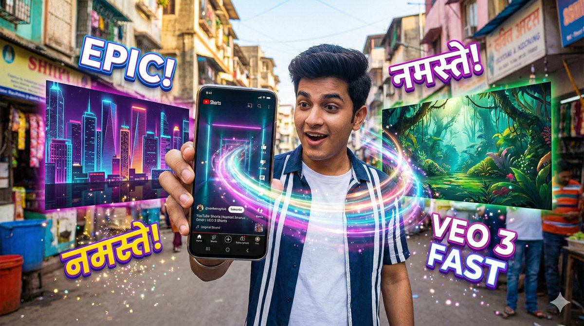 AksTheTerror's tweet image. YouTube India rolls out Veo 3 Fast: an AI-powered video generation tool for Shorts. Creators can now automatically generate backgrounds, effects, transitions, and captions, making professional-quality editing faster and more accessible.
#AI #VideoEditing #MediaTech