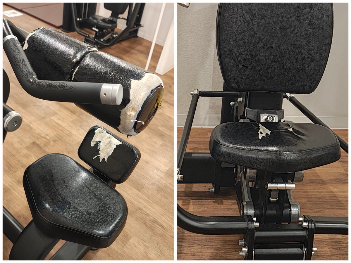 irohanido's tweet image. うちのホーム店、いい加減に直してくれないかなぁ、もう2年前から破れだして現在はこの状態。しかも段々酷くなってるよ！
#チョコザップ  #chocozap