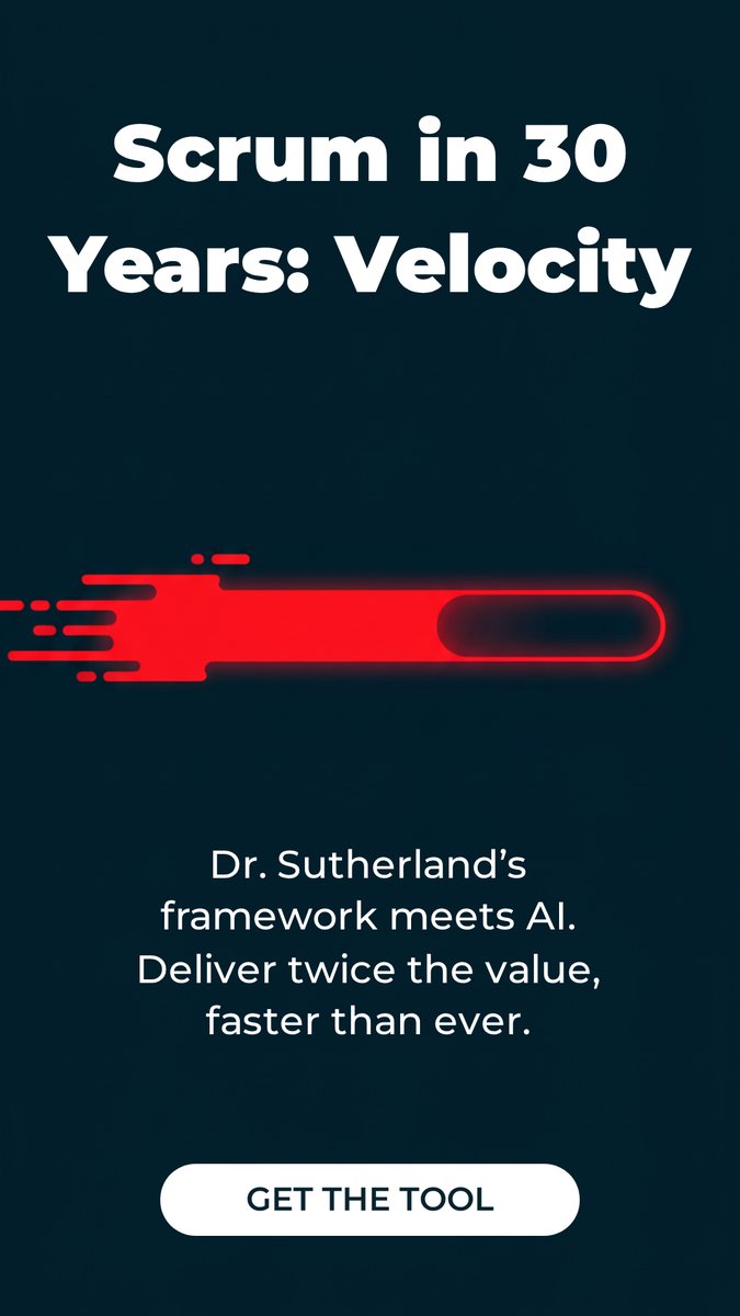 jvsmanagement's tweet image. Scrum in 30 Years = Velocity.
Dr. Sutherland’s framework + AI empowers teams to deliver twice the value, faster than ever.

Get the tool →
#AgileIntelligence #ScrumAtScale #Agile #AI #Velocity #Productivity