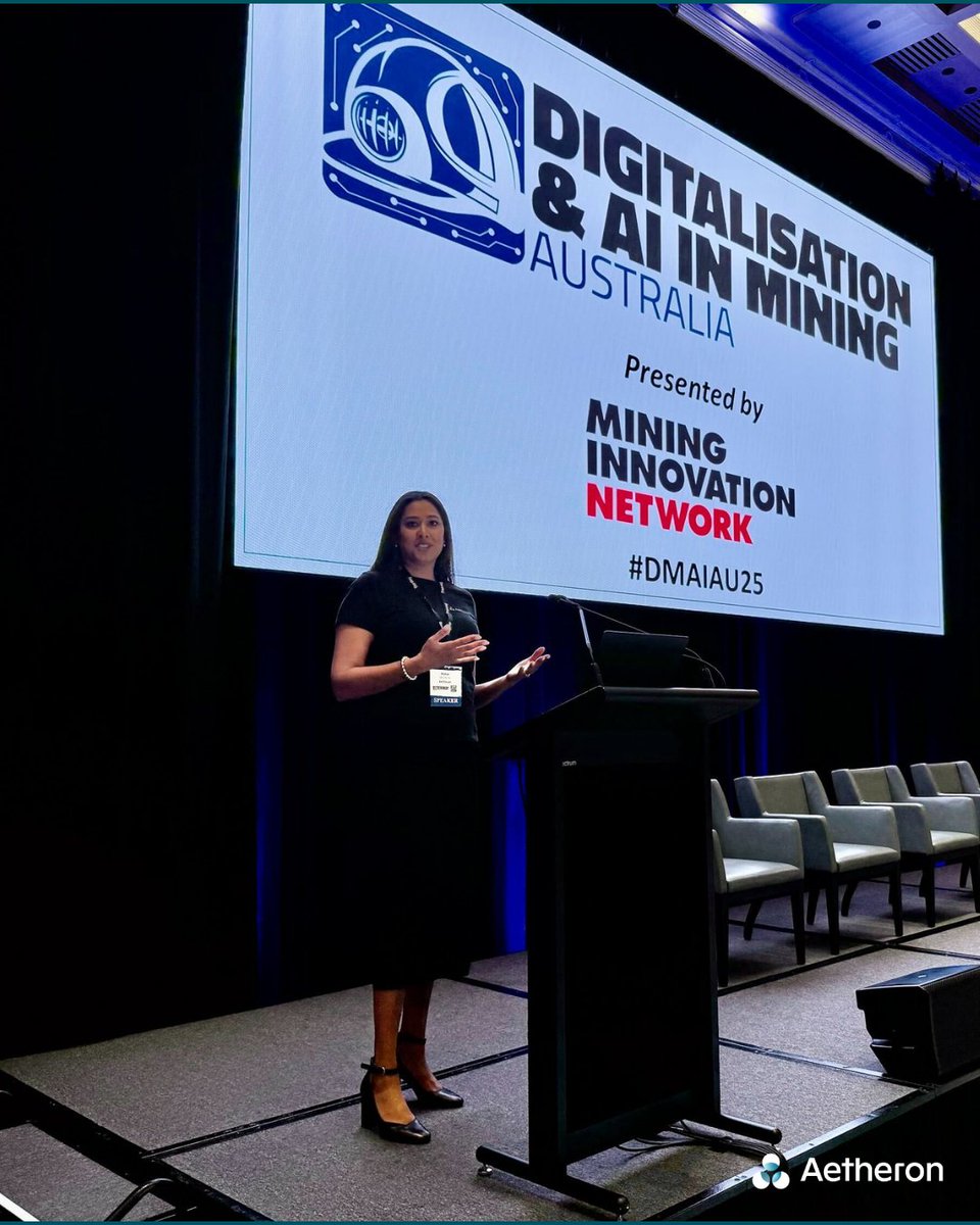 Aetheronhq's tweet image. We’re #live at the 6th Digitalisation &amp;amp; AI in Mining Australia Conference represented by @MiningInnovNetwith with Alyssa Le Cornu and Shaun McLean representing Aetheron.

Alyssa spoke earlier on AI in Action and showed how AI is driving efficiency, reducing costs and enabling…