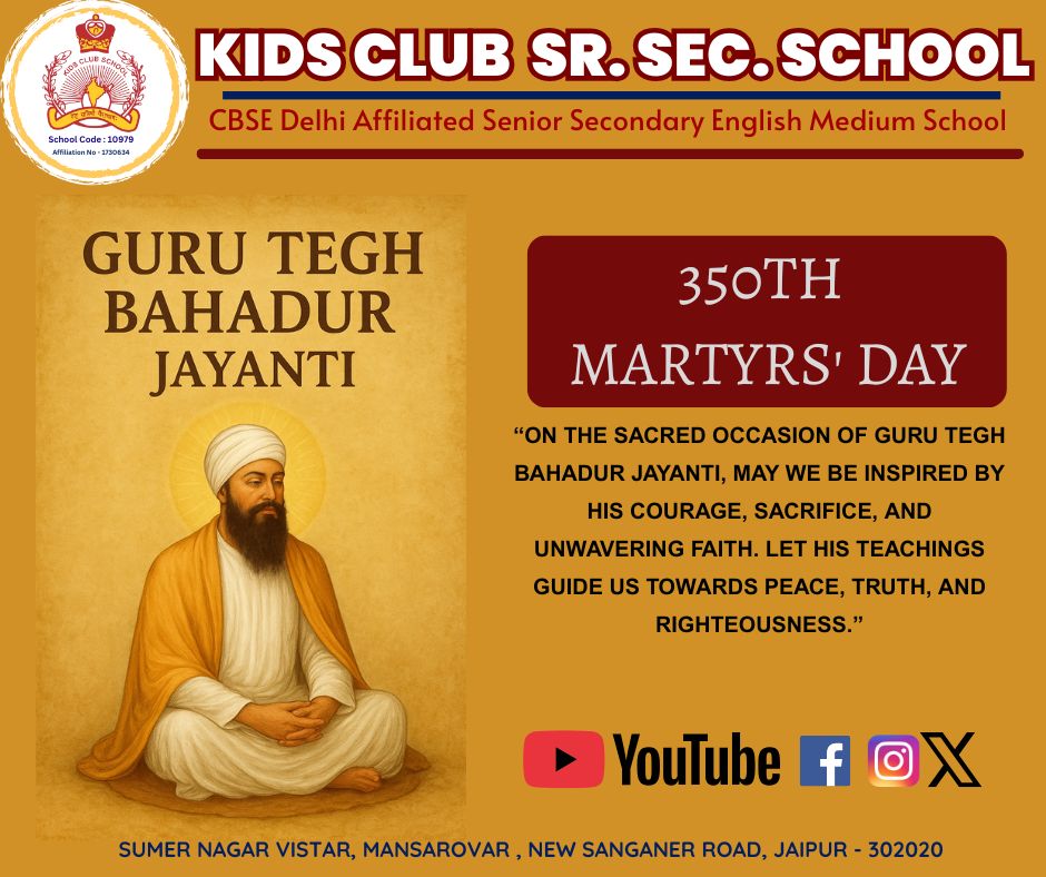 KidsClubSchool2's tweet image. ✨ “On the sacred occasion of Guru Tegh Bahadur Jayanti, may we be inspired by his courage, sacrifice, and unwavering faith. Let his teachings guide us towards peace, truth, and righteousness.” ✨
#GuruTeghBahadurJayanti #GuruTeghBahadurJi #SacrificeForHumanity #RespectAndPeace