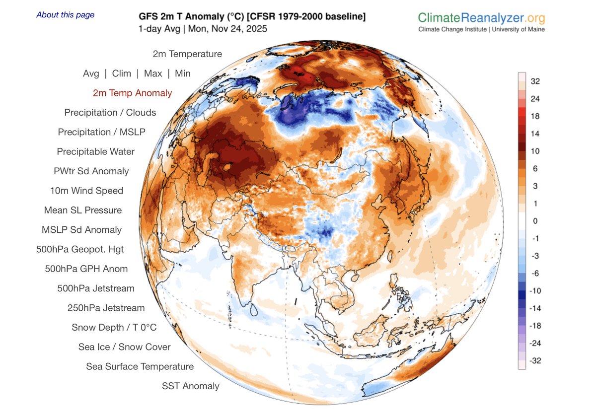 Extreme contrasts in Russia 🇷🇺!

📉 First -50°C of the season in Siberia [100% normal]

🌡️-50.7°C Delyankir
🌡️-50.0°C Ust-Nera &amp; Yurty
🌡️-49.5°C Oymyakon

🎢 Record-heat for late Nov. anywhere in Russia

🌡️28.4°C Akthy [1016 m] ➡️ MONTHLY RECORD TIED [at the end of the month 🙃]