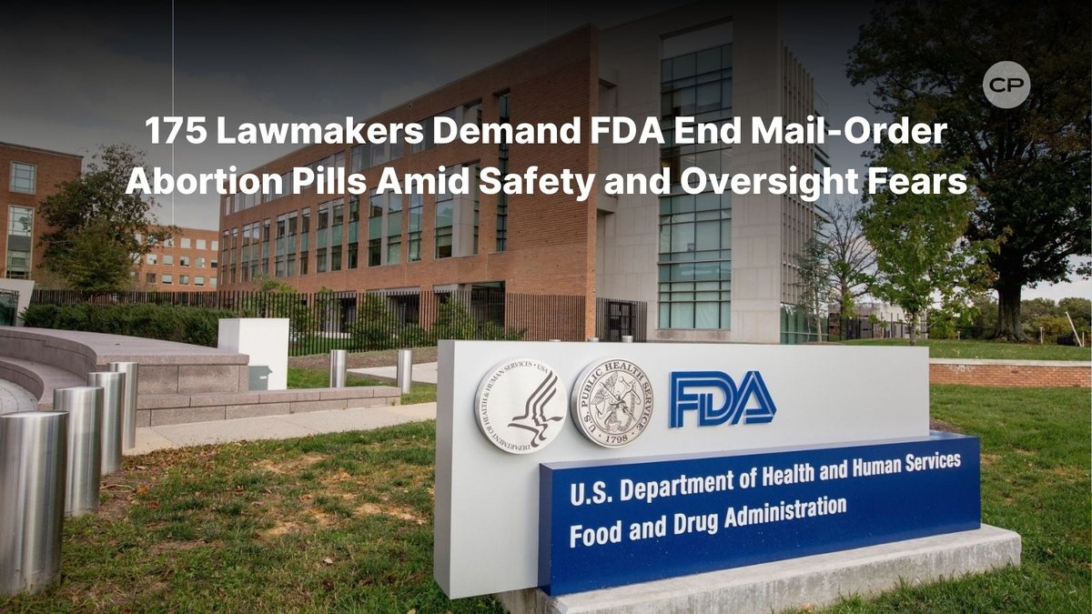 ChristianPost's tweet photo. 175 lawmakers urge the FDA to end mail-order abortion pills, warning of rising health risks and lack of safeguards. Debate reignites over safety, access, and the future of abortion in America.
#AbortionDebate #MailOrderAbortion #ProLife #FDAAction
๐ https://t.co/a1kUZAxARj https://t.co/vtbyB8ag1d