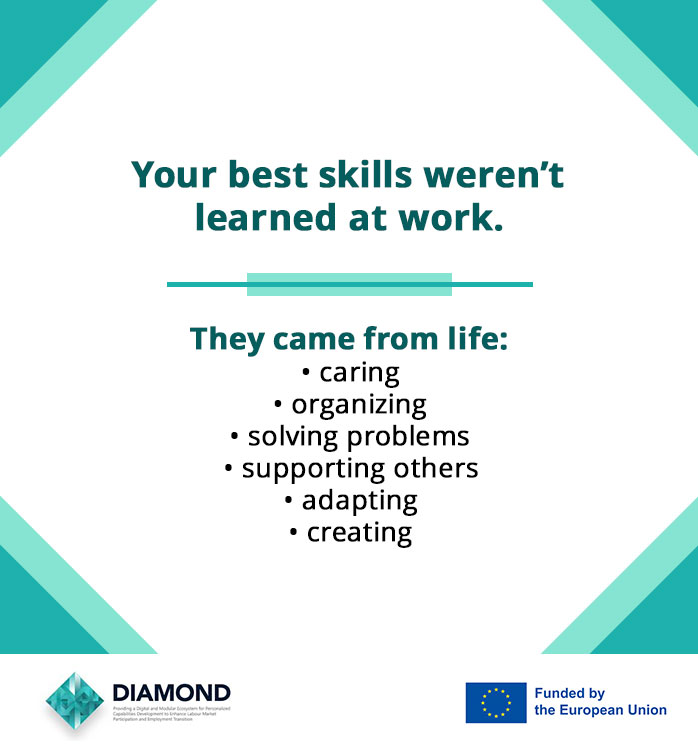 Diamond_Empower's tweet image. Most people underestimate their own skills.
So many strengths come from life: caring, solving problems, adapting, and supporting others.
This is transfer thinking, using what life taught you in new places.
⇒ diamond-empower.eu
#DIAMONDProject #REA #HorizonEU #EUFunded