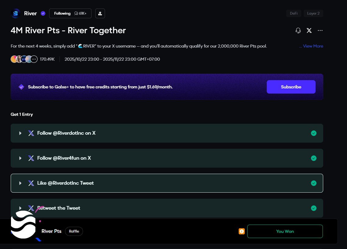 Blast_Crypto88's tweet photo. Sự kiện của @RiverdotInc trên galxe đã kết thúc ngày hôm qua, nay mình mới vào check thấy cũng trúng, mà chưa biết trúng được cái gì. Thấy cũng nhiều anh em trúng, anh em nào biết thông tin gì cmt mình biết thêm với nhé.
@River4fun 

Link check : https://t.co/Tdy69GlCj9