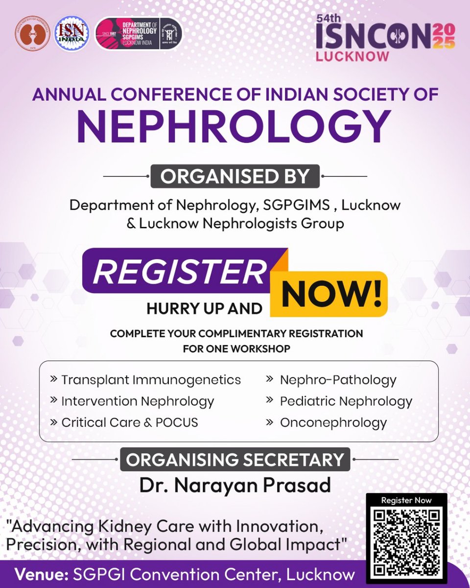 sudeepprakash1's tweet image. Dont miss your slot. Register now! 
@isn_india @Isncon25 #ISNCON25 @Narayansgpgims