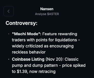 nansen_ai's tweet photo. 7/ Narrative Flywheel

- Yield-bearing collateral
- Multi-chain infra
- Meme-fueled drama (“Machi Mode”)

ASTER isn’t just a token, it’s becoming a character https://t.co/svSEEzOAWU